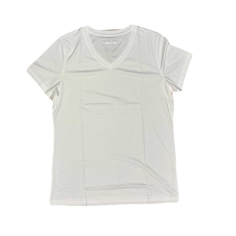 Boladeci White T-Shirt For Women’s Short Sleeve V Neck Dry Fit Workout Top Sz M - Thumbnail 3