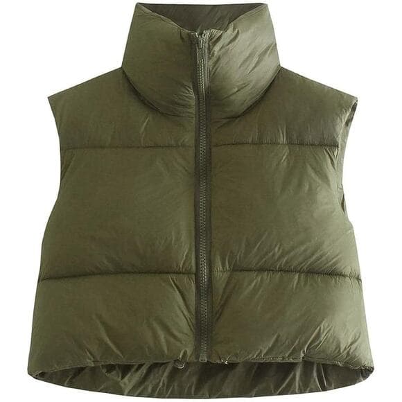 Girl's Winter Junior Young Style Crop Waist Puffer Vest Sleeveless Lightweight M - Thumbnail 6