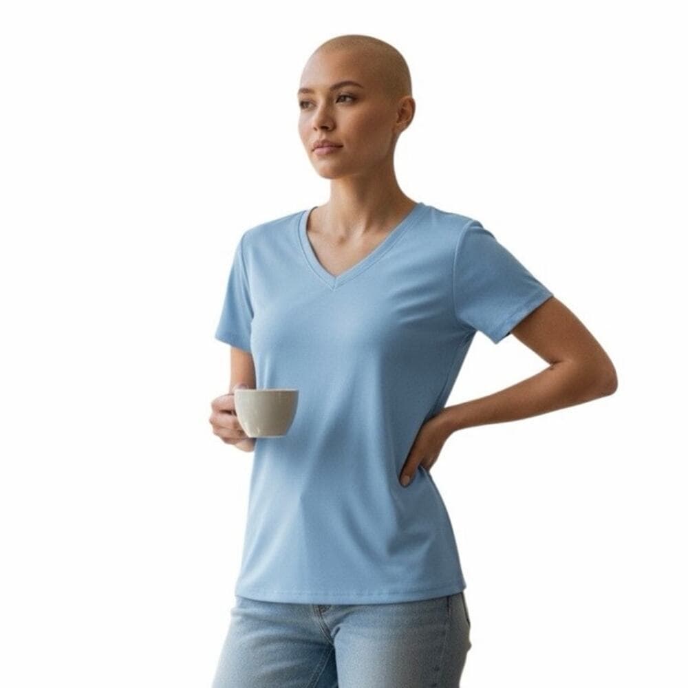 Boladeci Blue T-Shirt For Women’s Short Sleeve V Neck Dry Fit Workout Top Sz L - Thumbnail 6