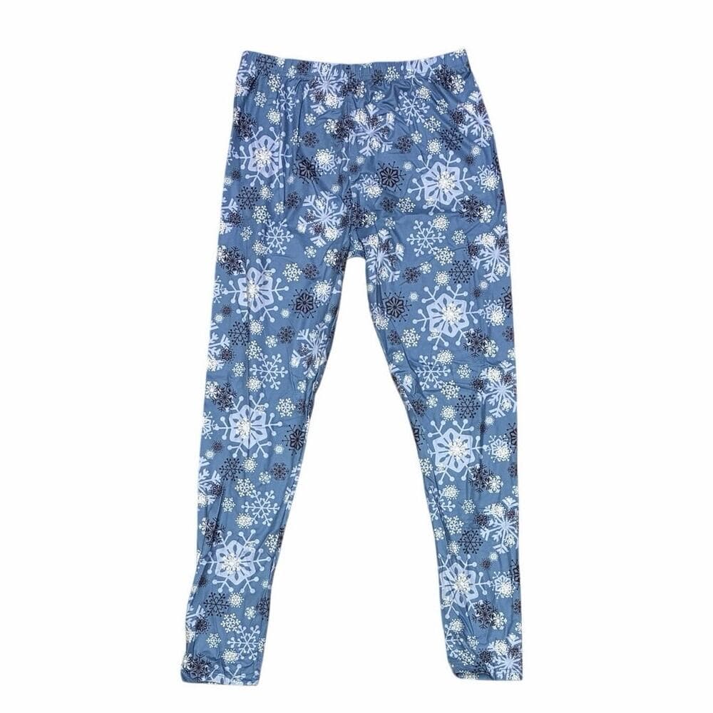 Girls blue snowflake print Christmas leggings Size L/XL - Thumbnail 3