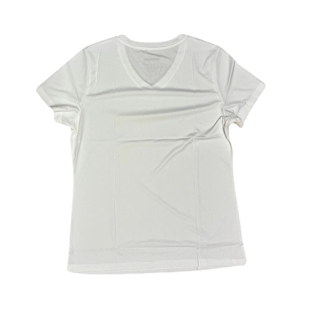 Boladeci White T-Shirt For Women’s Short Sleeve V Neck Dry Fit Workout Top Sz M - Thumbnail 2