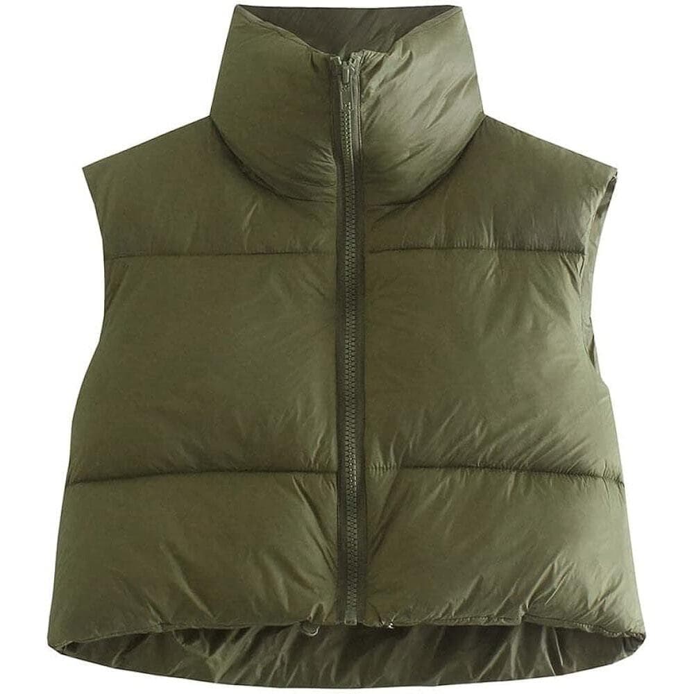 Girl's Winter Junior Young Style Crop Waist Puffer Vest Sleeveless Lightweight M - Thumbnail 5