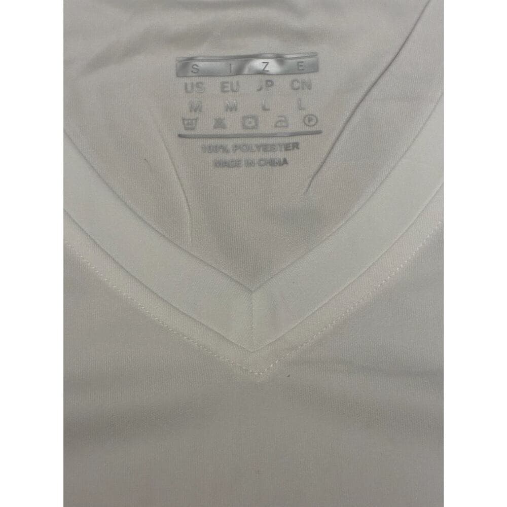 Boladeci White T-Shirt For Women’s Short Sleeve V Neck Dry Fit Workout Top Sz M - Thumbnail 4
