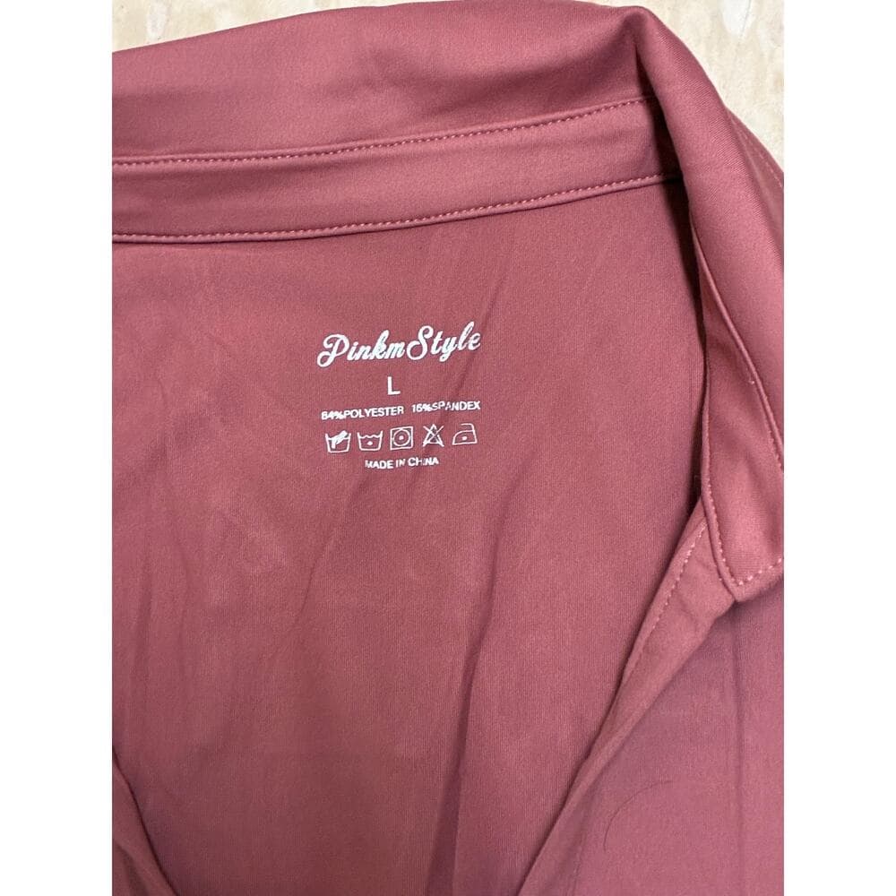 PinkmStyle Women’s Long Sleeve Bodysuit Size Large Color Dusty Rose. - Thumbnail 4