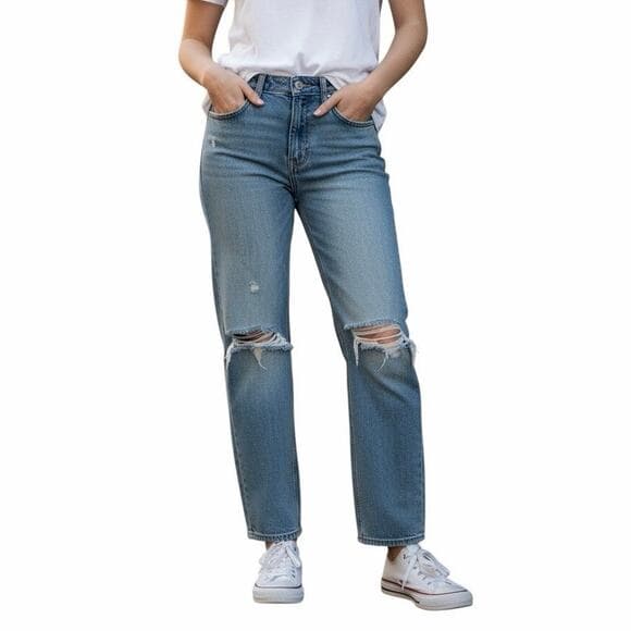 Wild Fable Women’s Mid Rise Straight Retro De Tiro Medio Size 4 Light Blue - Thumbnail 8
