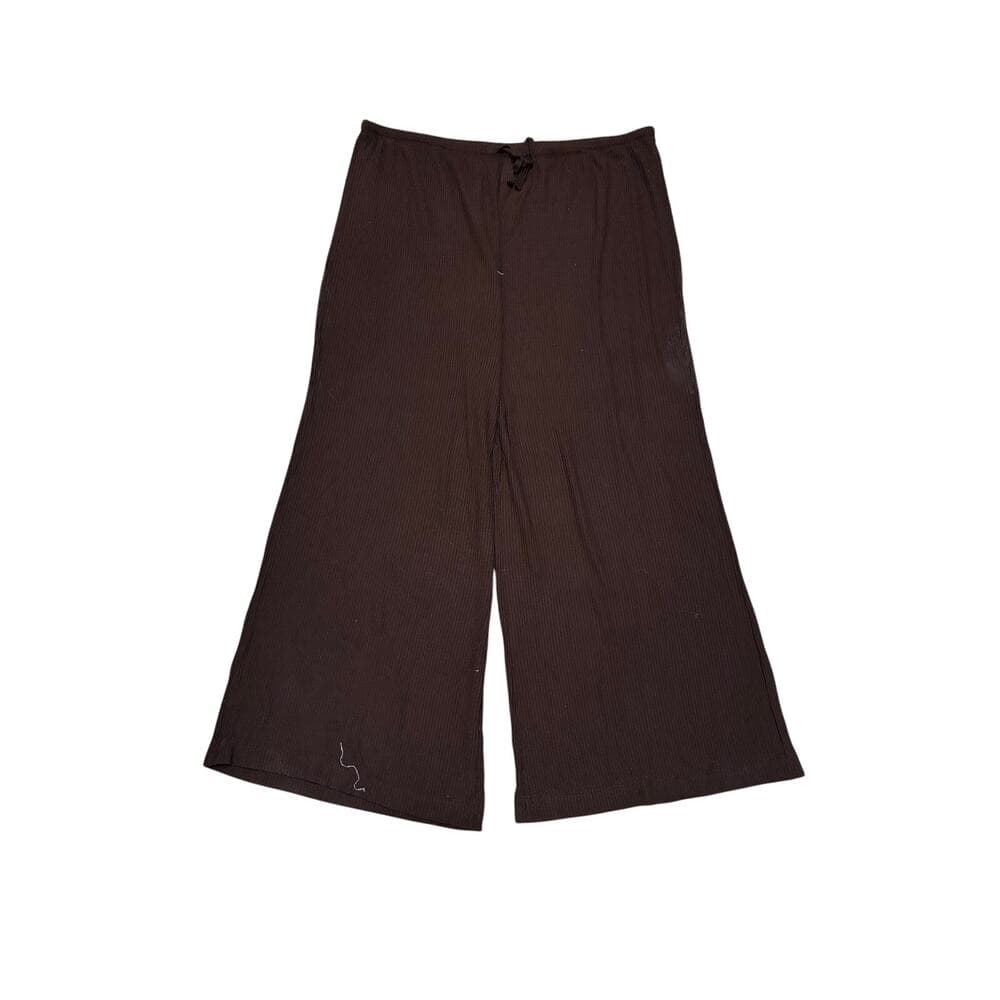 Auden Women’s Brown Cozy Ribbed Wide Leg Pant Sleepwear Size XXL - Thumbnail 2