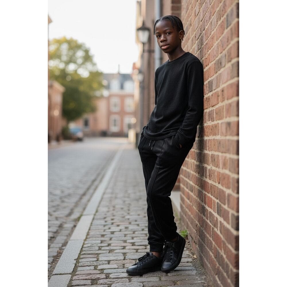 All In Motion Boys Ribbed Jogger High Rise Slim Fit Black Size L 10/12