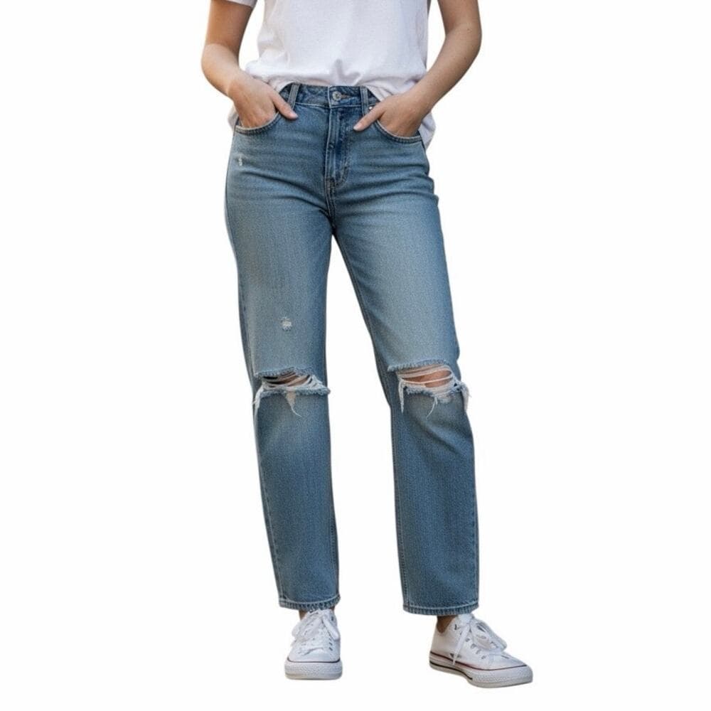 Wild Fable Women’s Mid Rise Straight Retro De Tiro Medio Size 4 Light Blue - Thumbnail 7