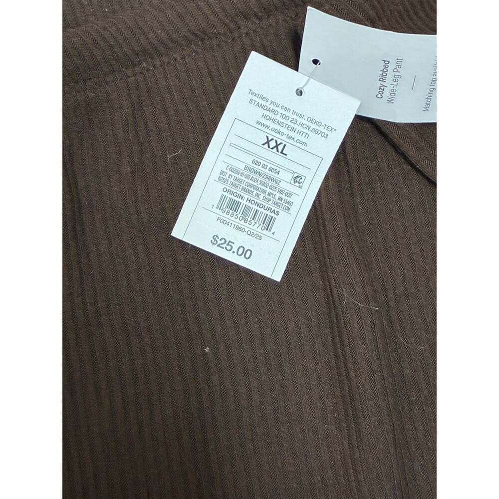 Auden Women’s Brown Cozy Ribbed Wide Leg Pant Sleepwear Size XXL - Thumbnail 4