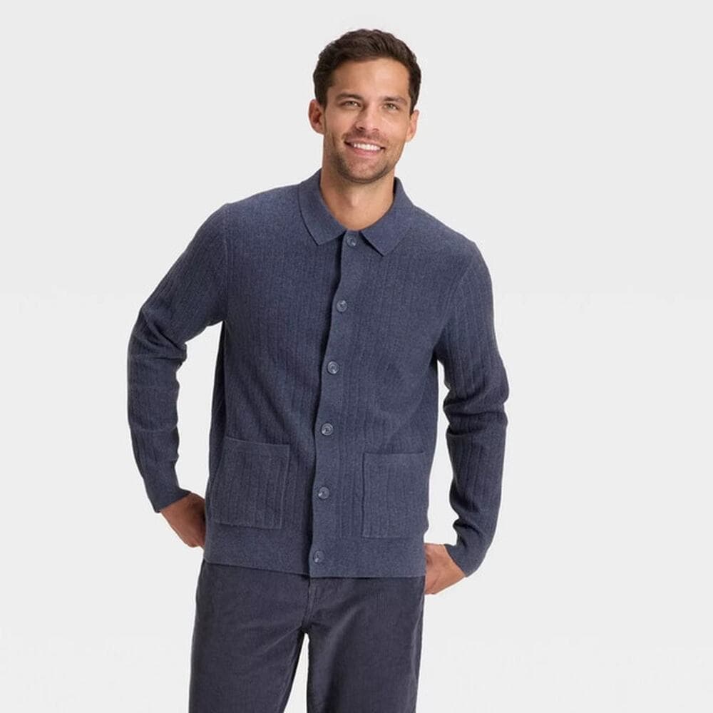 Goodfellow & Co Men's Collared Cardigan Sweater - Navy Blue Size XL - Thumbnail 6