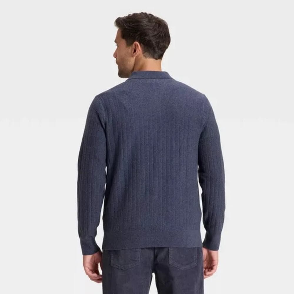 Goodfellow & Co Men's Collared Cardigan Sweater - Navy Blue Size XL - Thumbnail 2