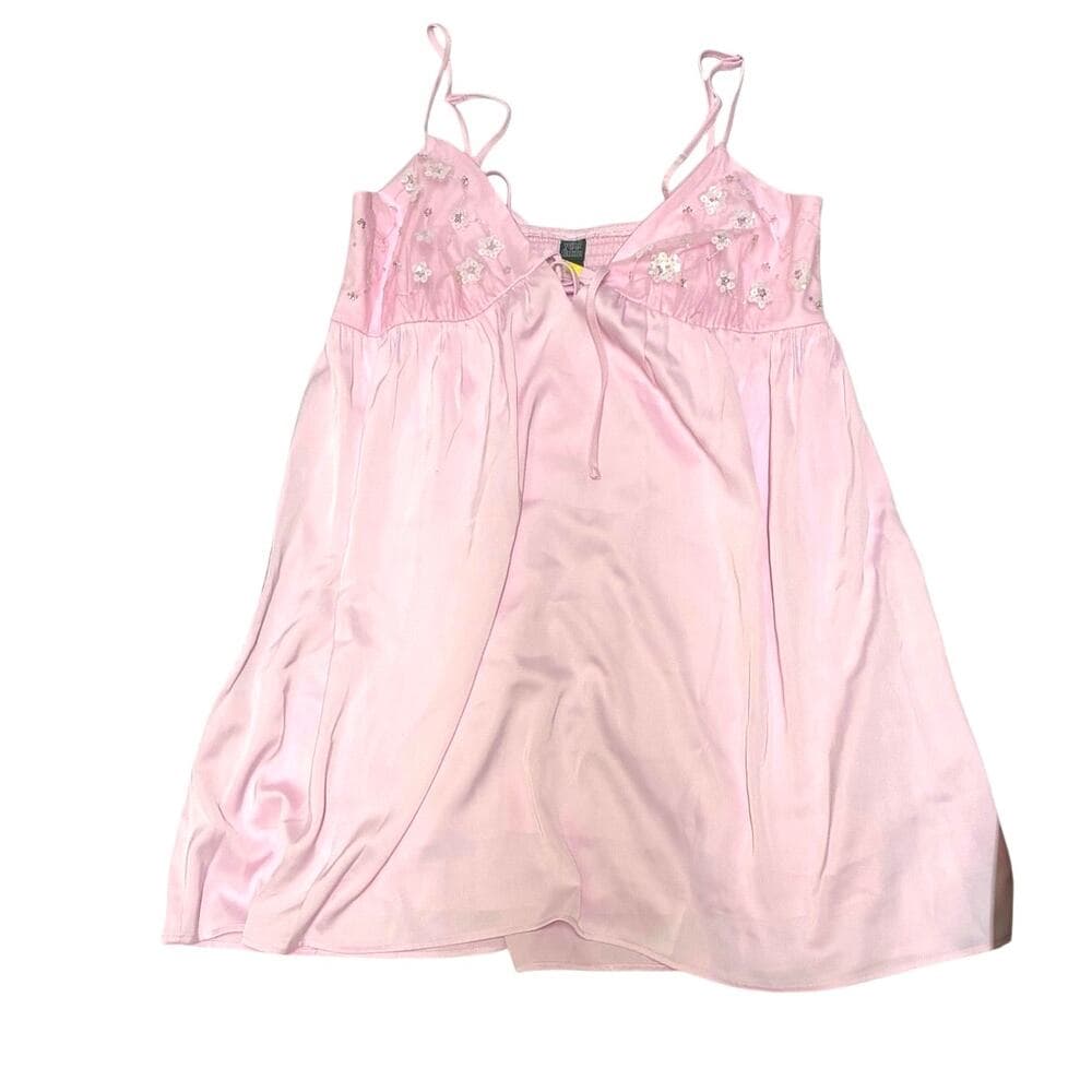 New with Tags Women's Embellished Mini Babydoll Dress - Wild Fable Pink L - Thumbnail 2