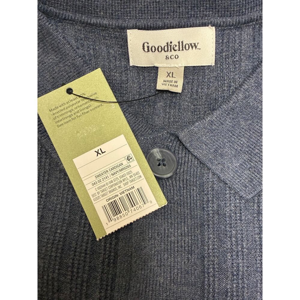Goodfellow & Co Men's Collared Cardigan Sweater - Navy Blue Size XL - Thumbnail 4