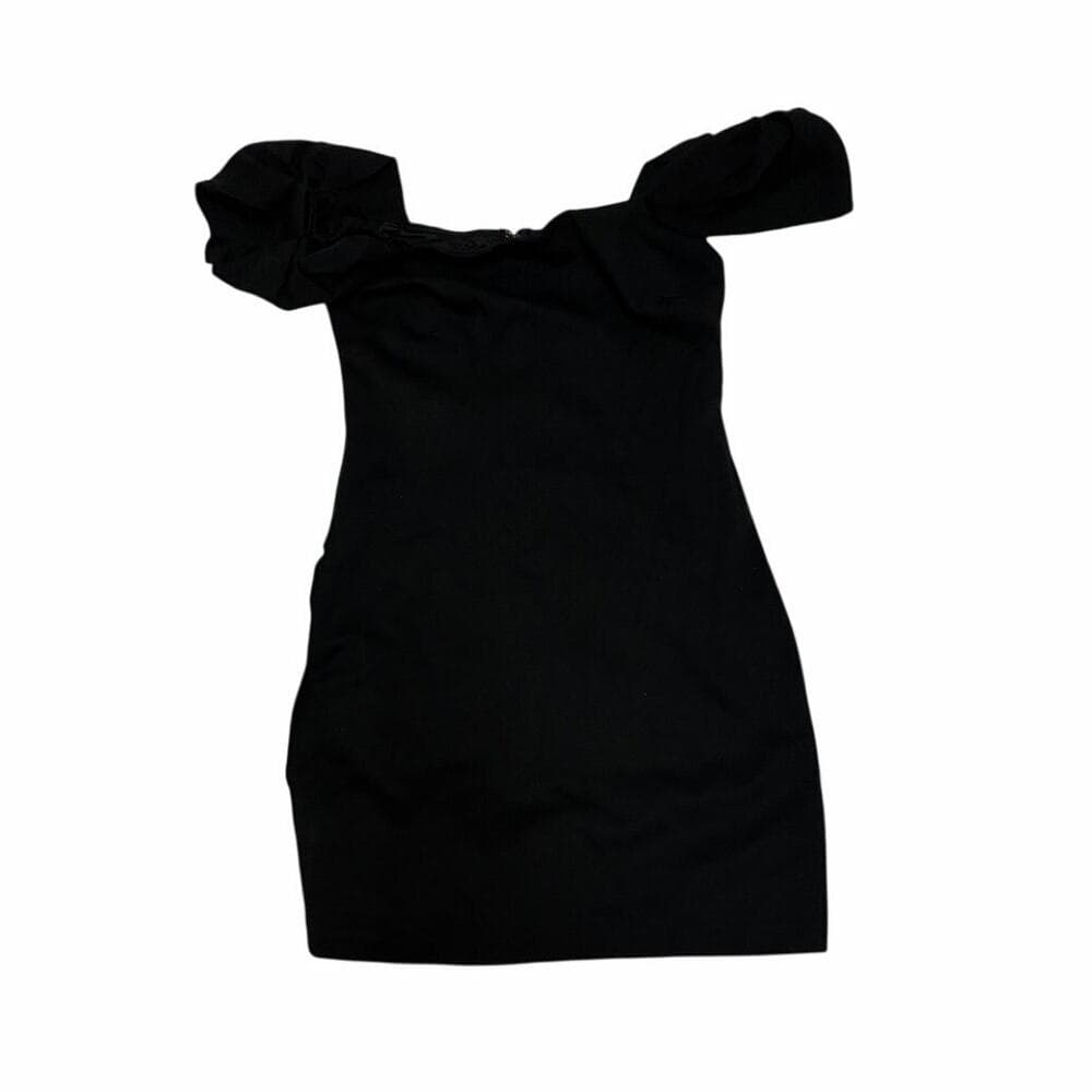 Women's Off the Shoulder Bow Short Sleeve Mini A-Line Dress - Wild Fabric Dress - Thumbnail 3