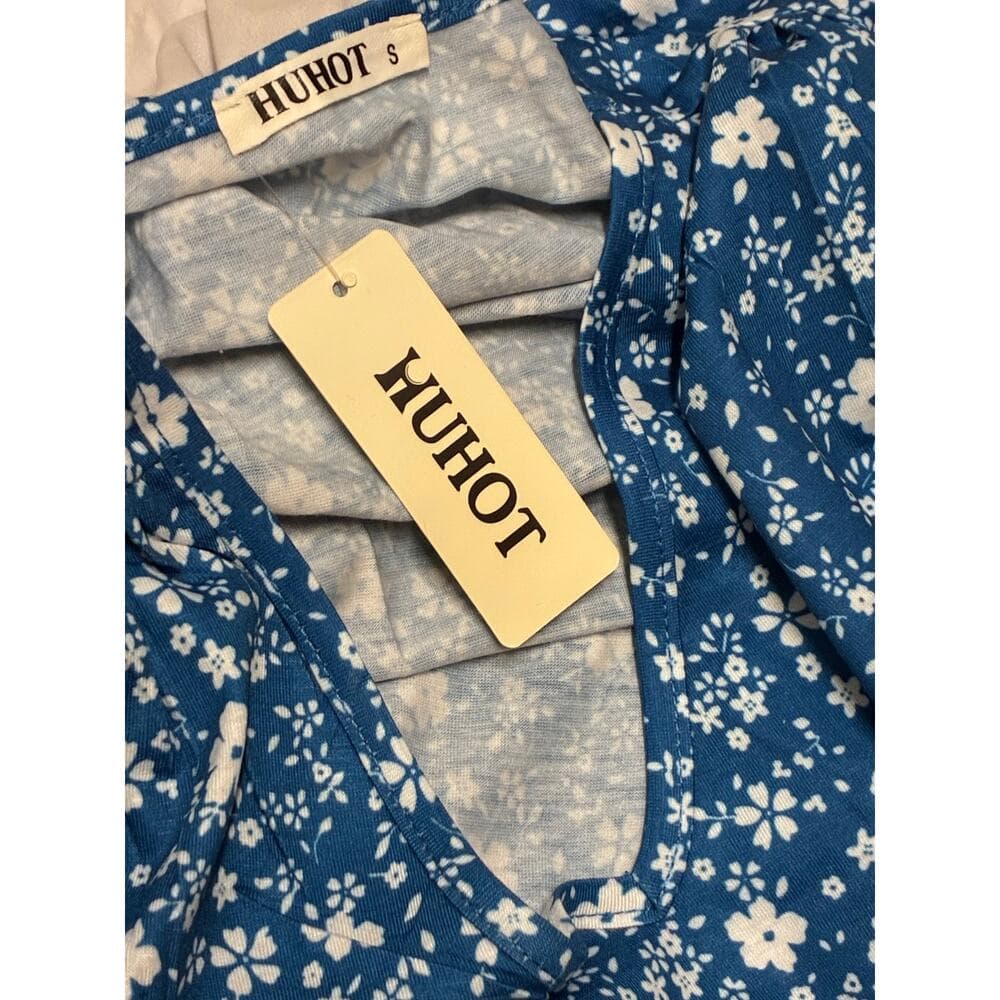 huhot women's casual summer vacation mini dress blue size Large