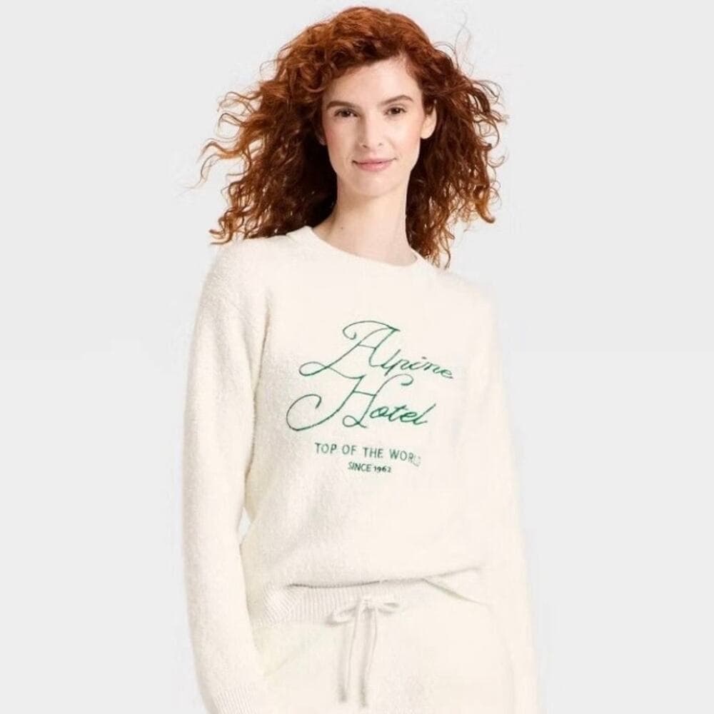 Universal thread Long Sleeve Cozy Alpine Hotel Crewneck Pullover Sweater White - Thumbnail 5