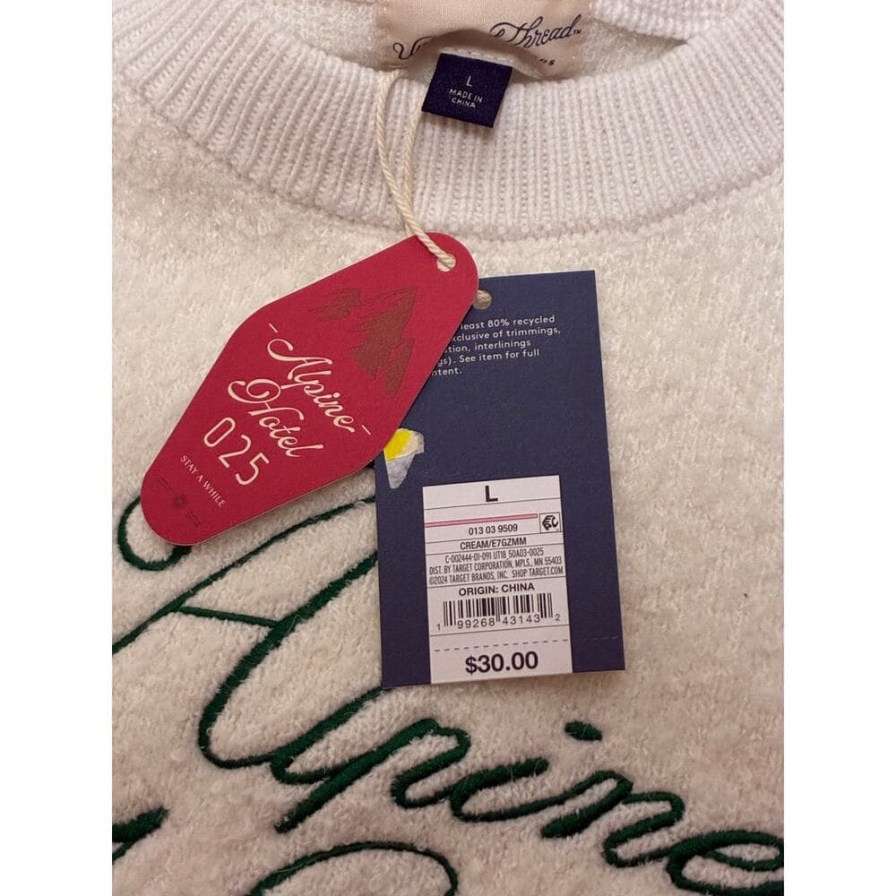 Universal thread Long Sleeve Cozy Alpine Hotel Crewneck Pullover Sweater White - Thumbnail 2