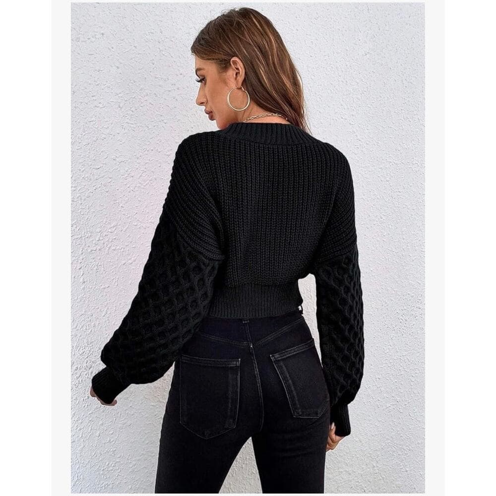 Zaful Sweaters for Women Fall Fashion 2023 Black Casual Drop Size Large - Thumbnail 2