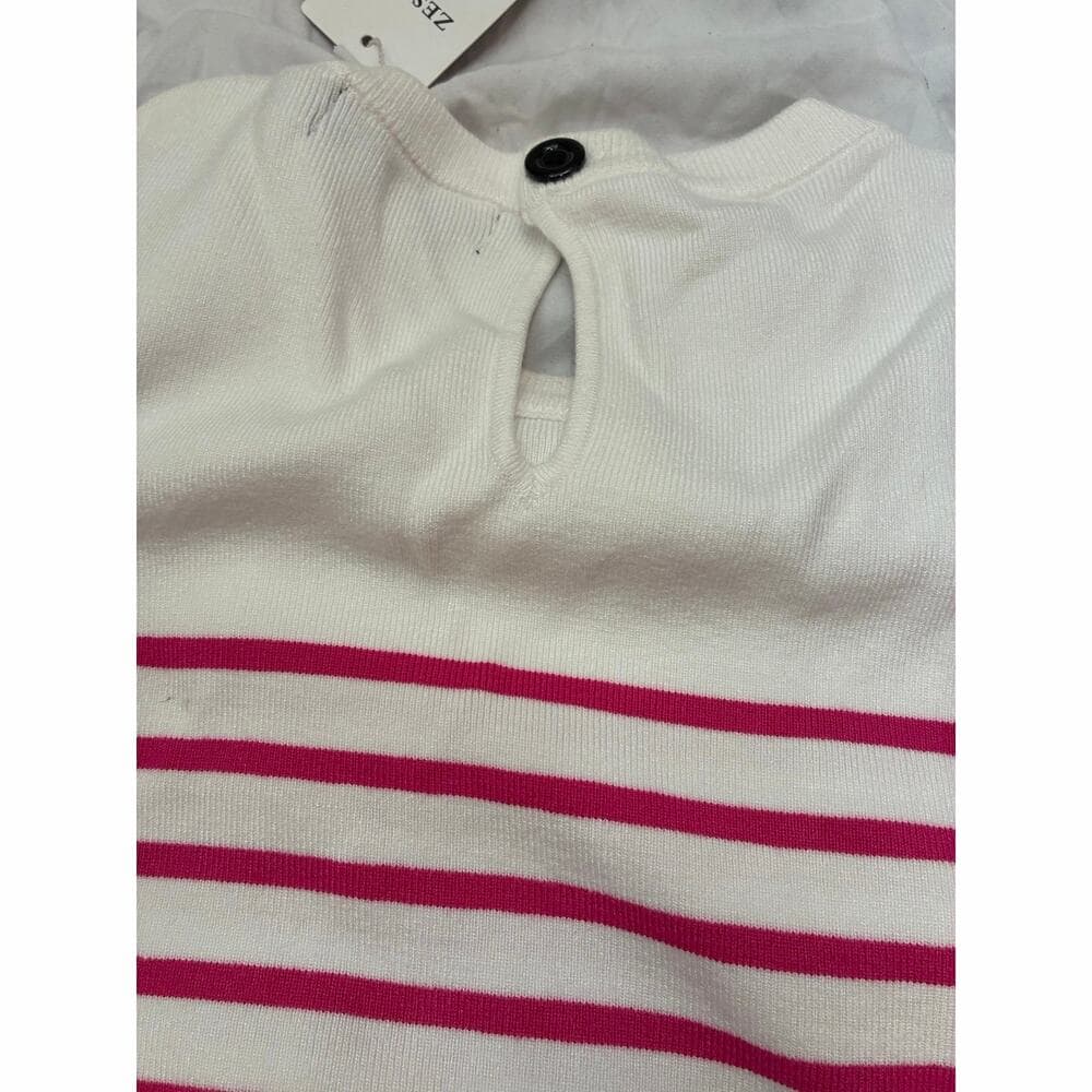 ZESICA Women's Casual Striped Tops Short Sleeve Crew Neck Ribbed Knit T Shirts - Thumbnail 5