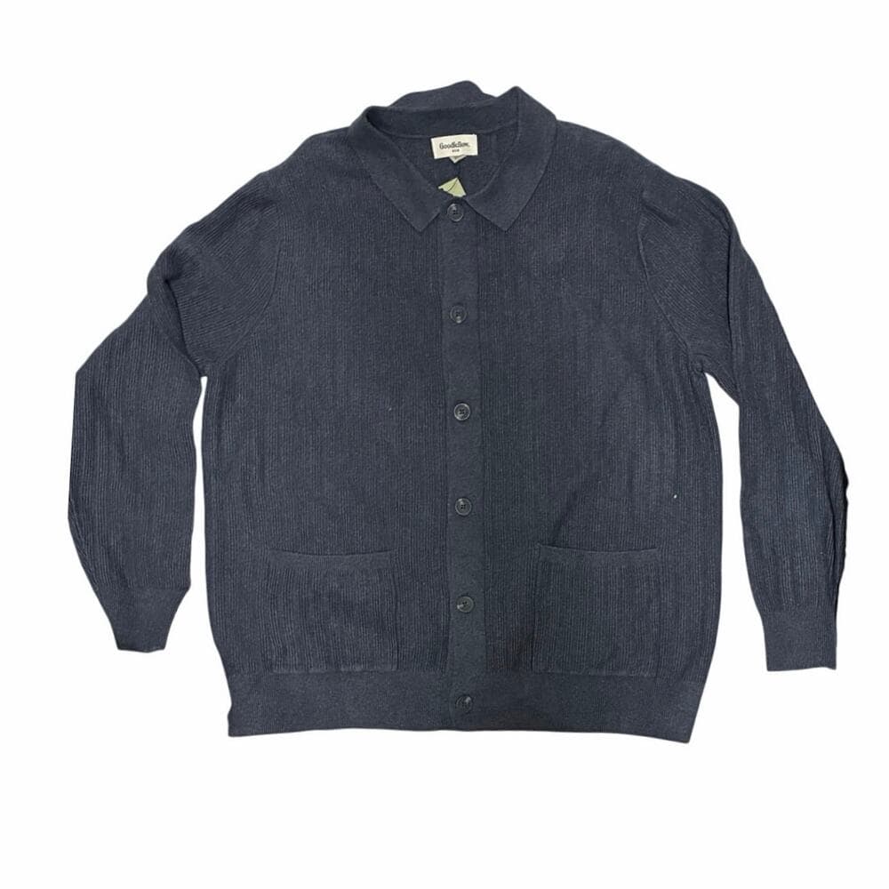 Goodfellow & Co Men's Collared Cardigan Sweater - Navy Blue Size XL - Thumbnail 3