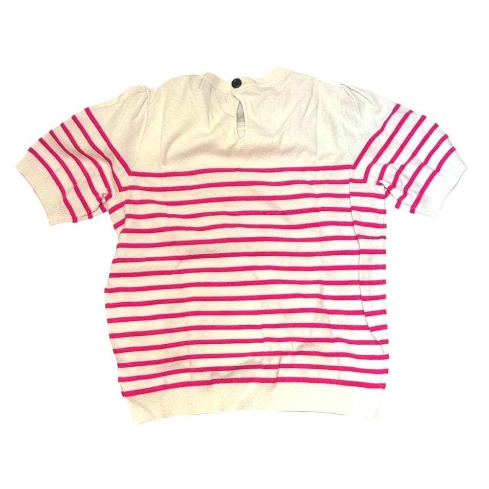 ZESICA Women's Casual Striped Tops Short Sleeve Crew Neck Ribbed Knit T Shirts - Thumbnail 3