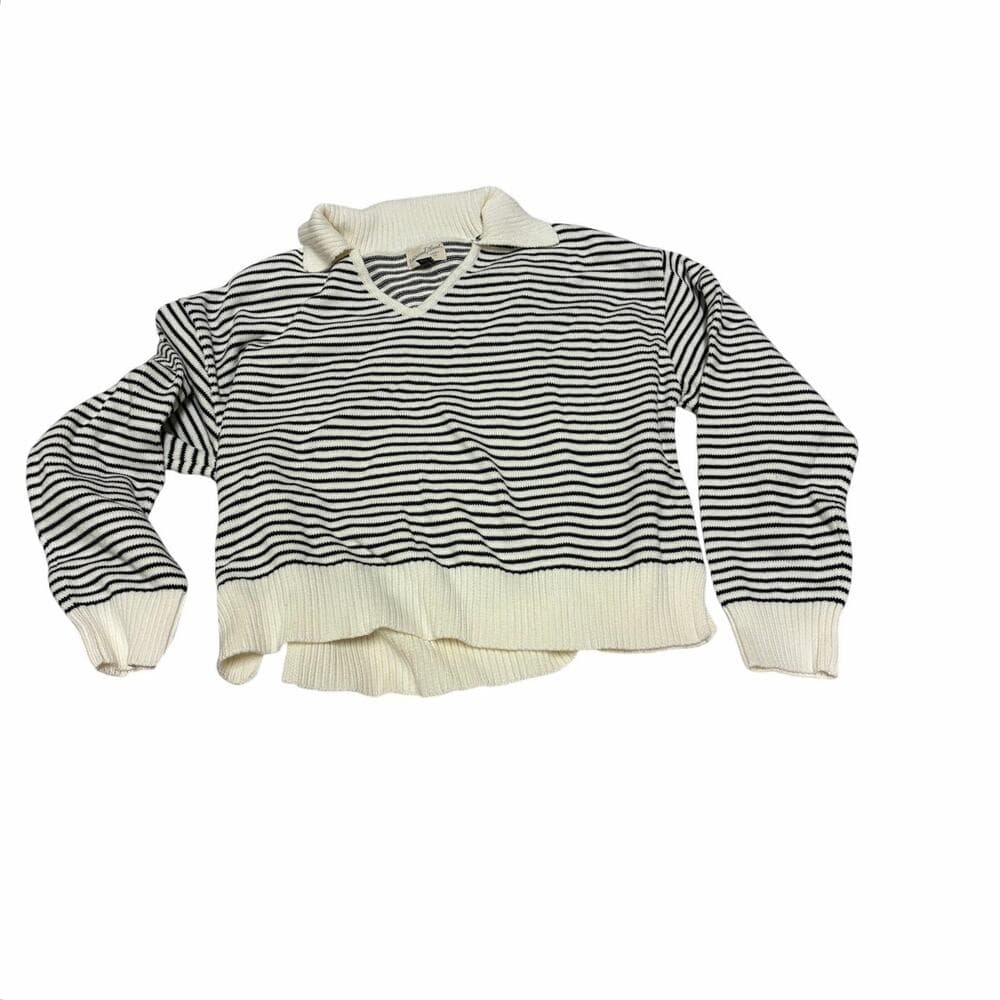 Long Sleeve Collared Neck Pullover Sweater - Universal Thread Black Striped XXL - Thumbnail 4