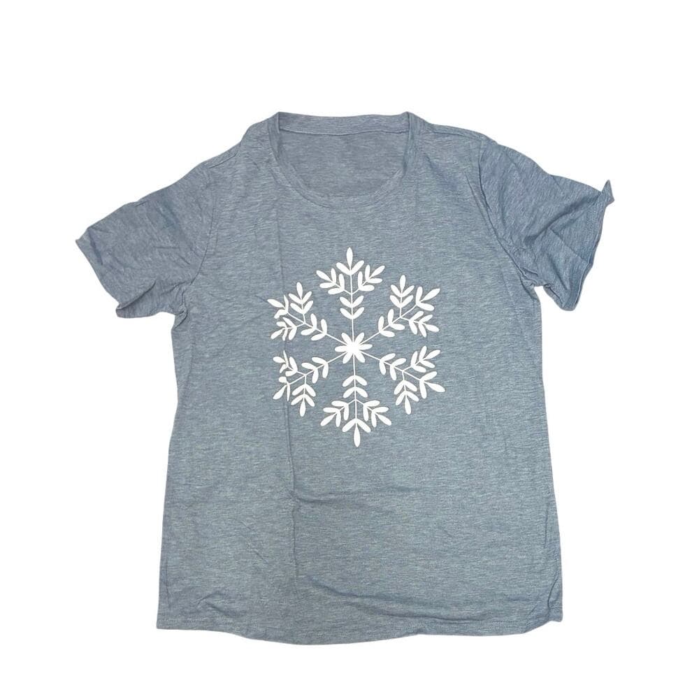 Merry Christmas Tshirts Women Funny Cute Snowflake Letter Print Graphic Print - Thumbnail 6