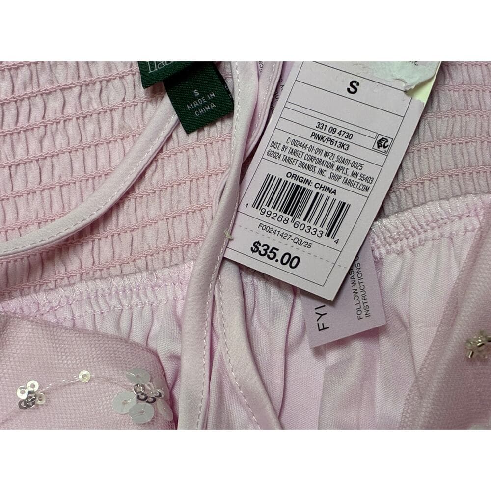 New with Tags Women's Embellished Mini Babydoll Dress - Wild Fable Pink Size S - Thumbnail 3