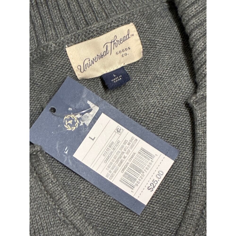 Women’s Long Sleeve Collared Neck Pullover Sweater - Universal Thread Gray Sz L - Thumbnail 5