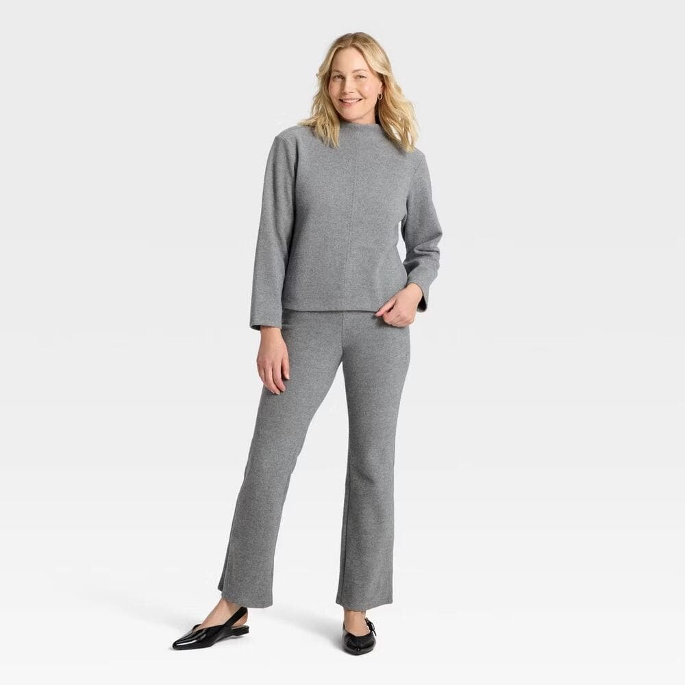 Women's Long Sleeve Brushed Mockneck Top - A New Day Gray XXL - Thumbnail 2