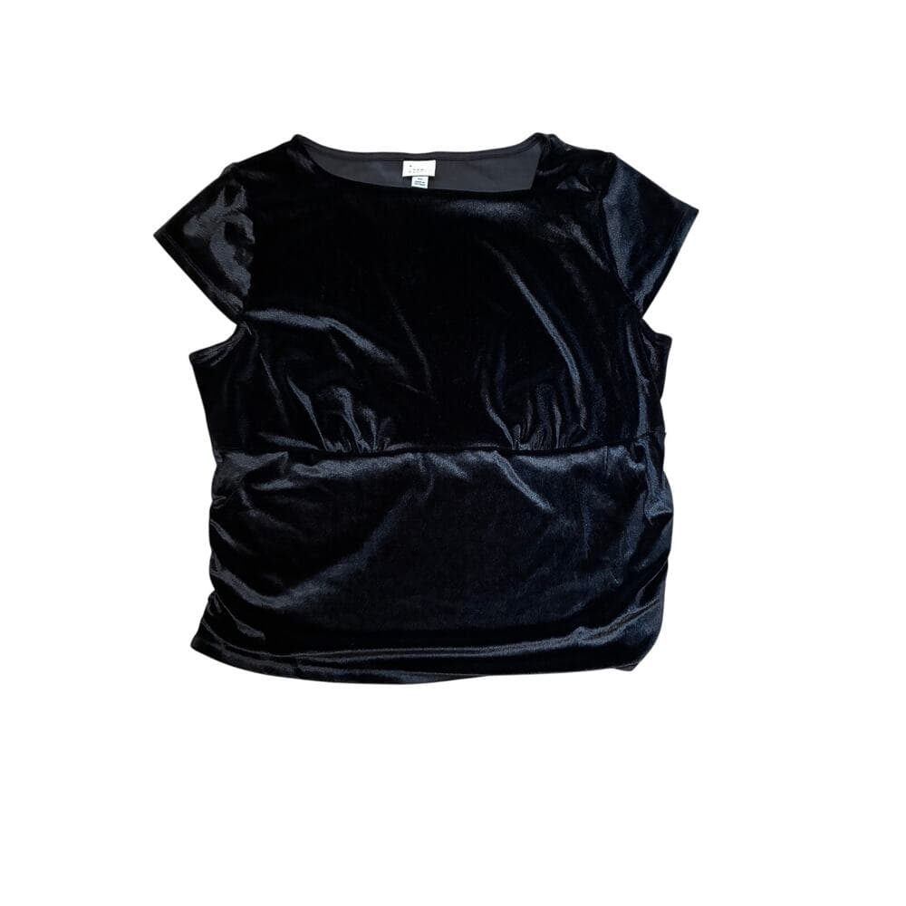 A New Day Black Women’s black velvet ruched top Size XL