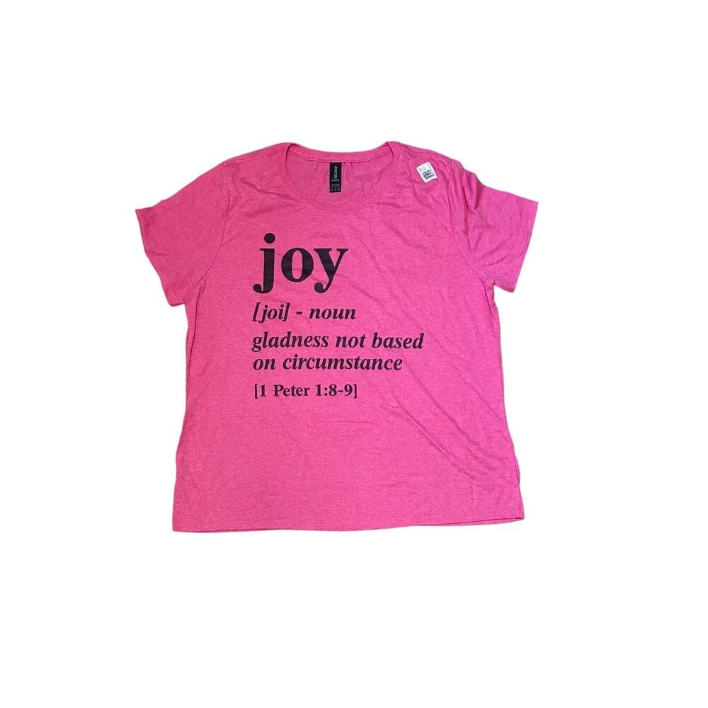 Gildan Women’s Joy Gladness Not Based On Circumstance Pink T-shirt - Thumbnail 2