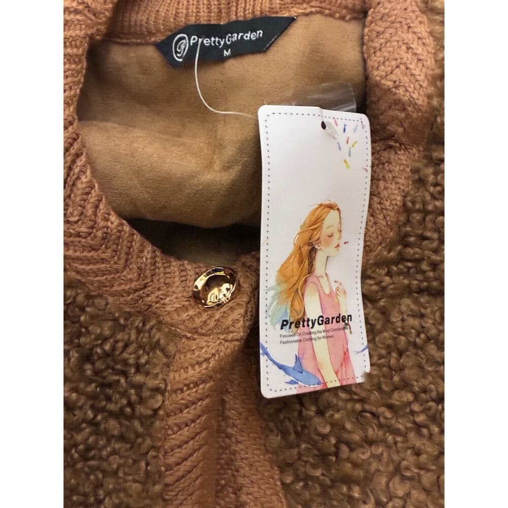 PrettyGarde Women's Faux Fur Coat Fall Fuzzy Fleece Button up Shearling Cropped - Thumbnail 8