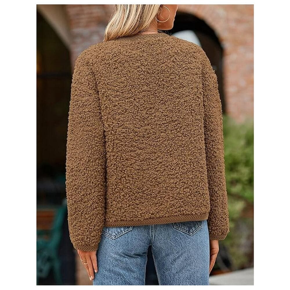 PrettyGarde Women's Faux Fur Coat Fall Fuzzy Fleece Button up Shearling Cropped - Thumbnail 2