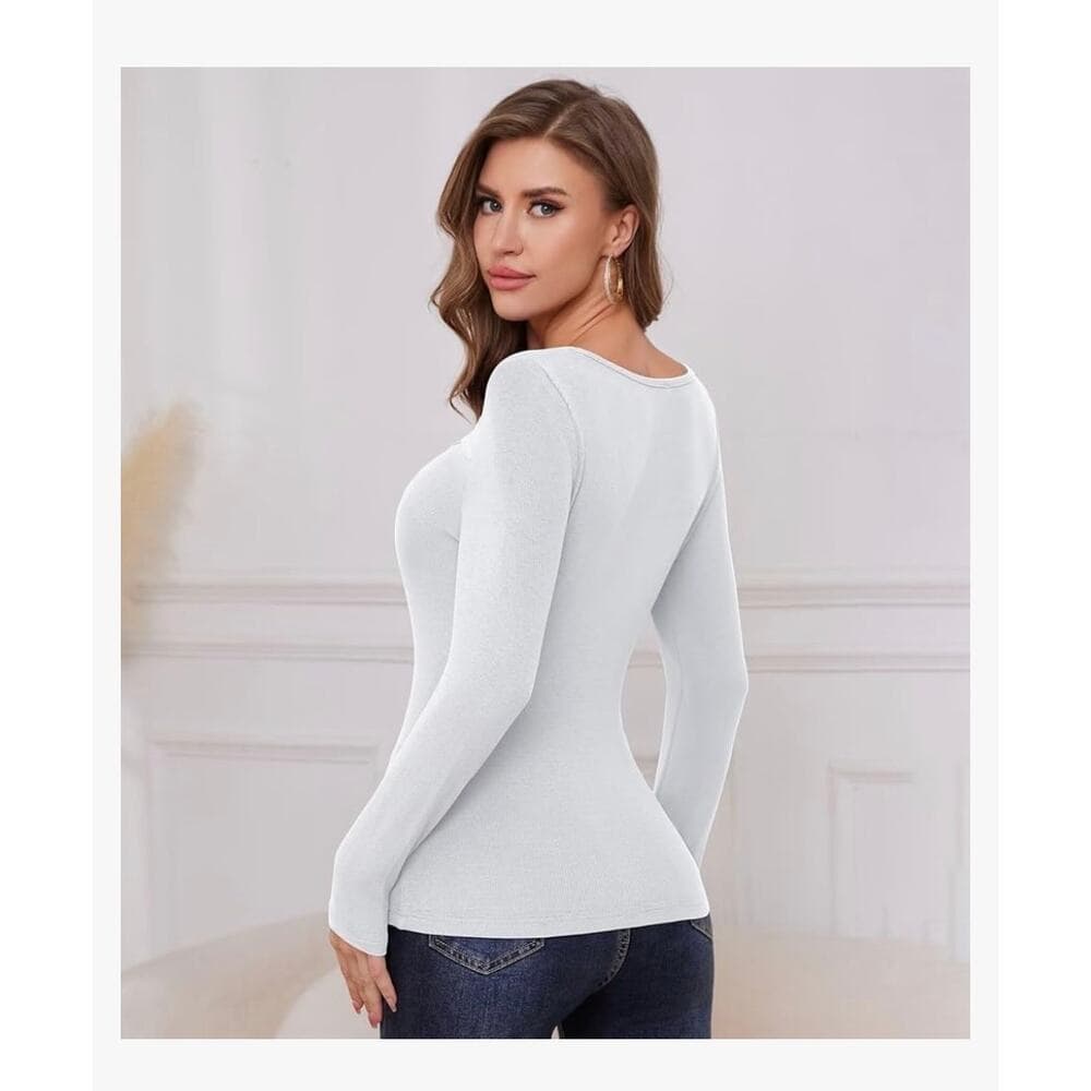 Long Sleeve Shirts Women Ribbed 1 Piece Cutout Tops Fashion Slim Fitted Clothes