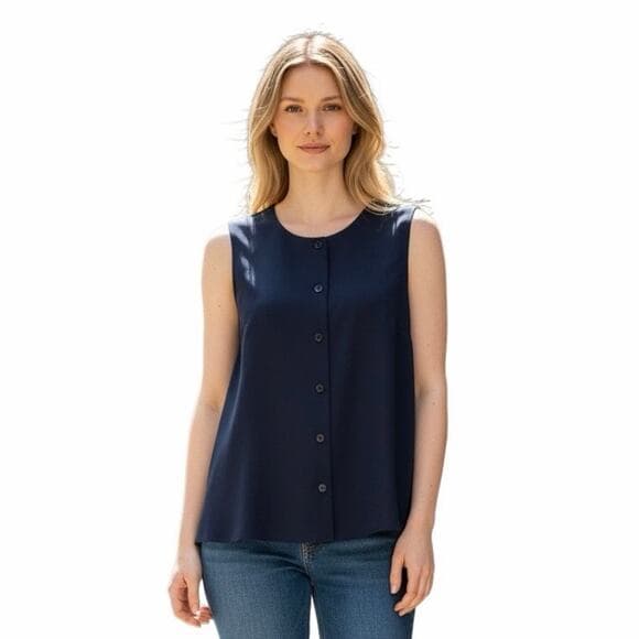 Evaless Women's Crewneck Cutaway Vest Navy Size medium - Thumbnail 7