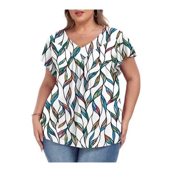 My Color Blue Women’s Shirt With Colorful Leaves On It Size XXL - Thumbnail 5