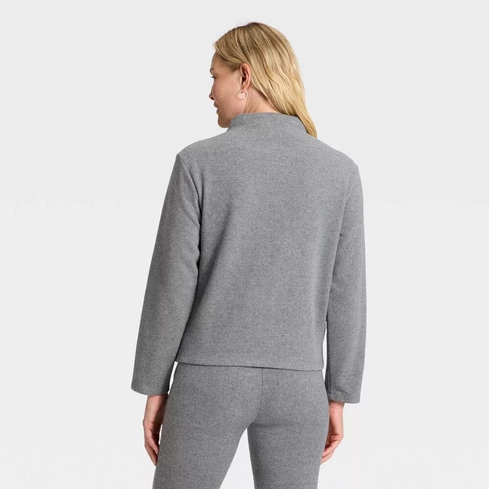 Women's Long Sleeve Brushed Mockneck Top - A New Day Gray XXL