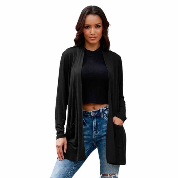 A NEW DAY WOMEN’S FRONT LONG SLEEVE CARDIGAN WITH POCKETS . BLACK SIZE SMALL - Thumbnail 7