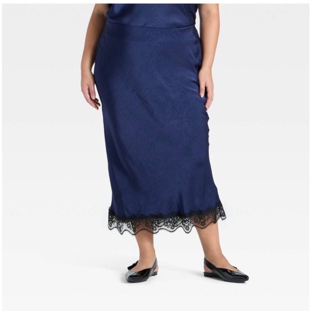 Women's Lace Trim Midi Skirt - A New Day Size XS
