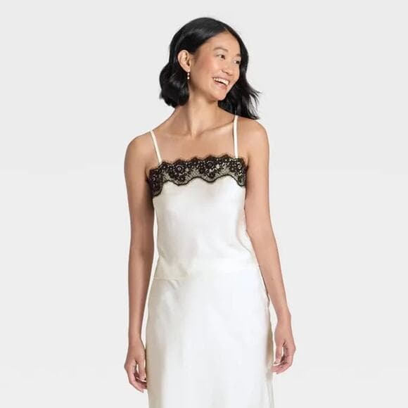 A New Day Women's Lace Trim Cami Top Size XL White - Thumbnail 8