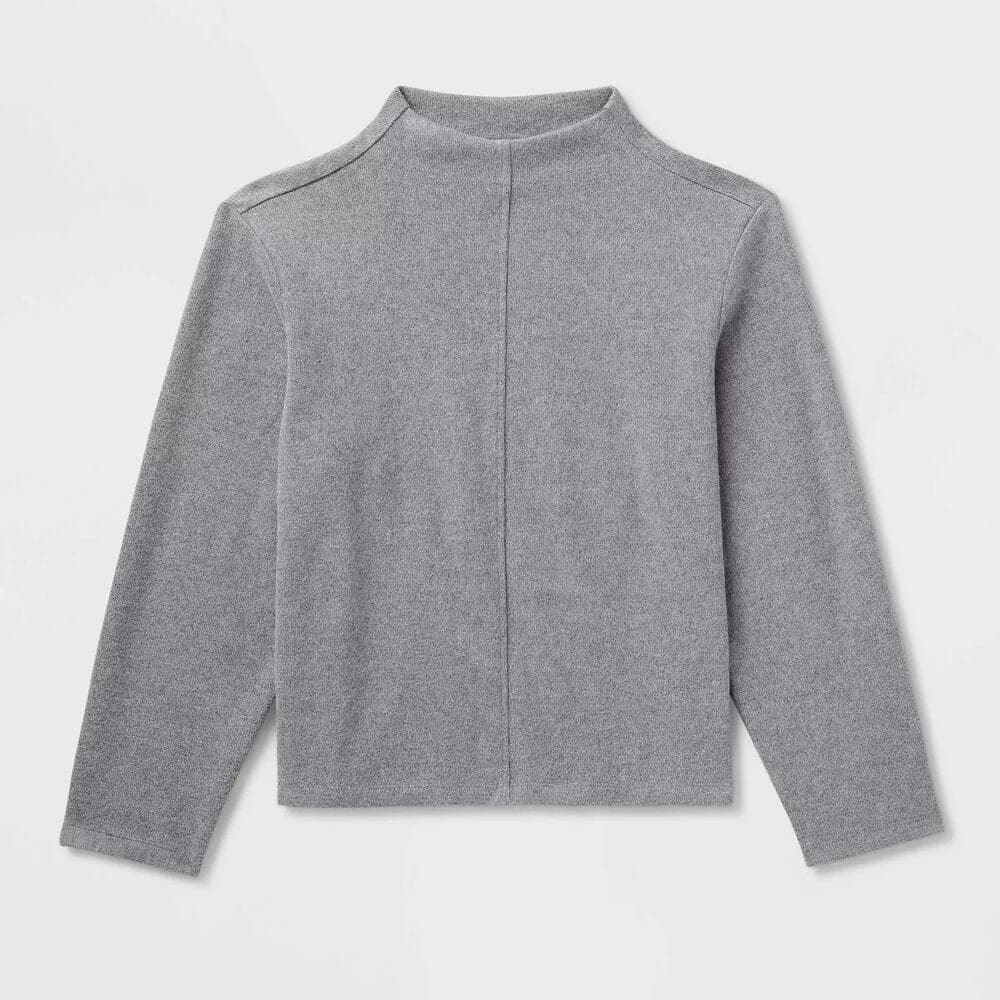 Women's Long Sleeve Brushed Mockneck Top - A New Day Gray XXL - Thumbnail 3
