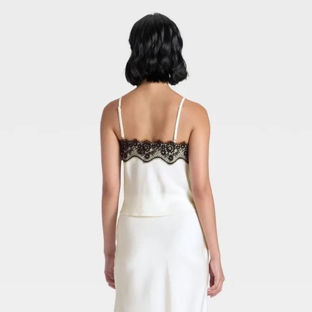 A New Day Women's Lace Trim Cami Top Size XL White - Thumbnail 2