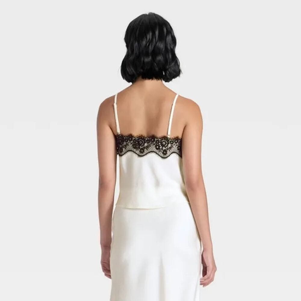 A New Day Women's Lace Trim Cami Top Size XL White - Thumbnail 4