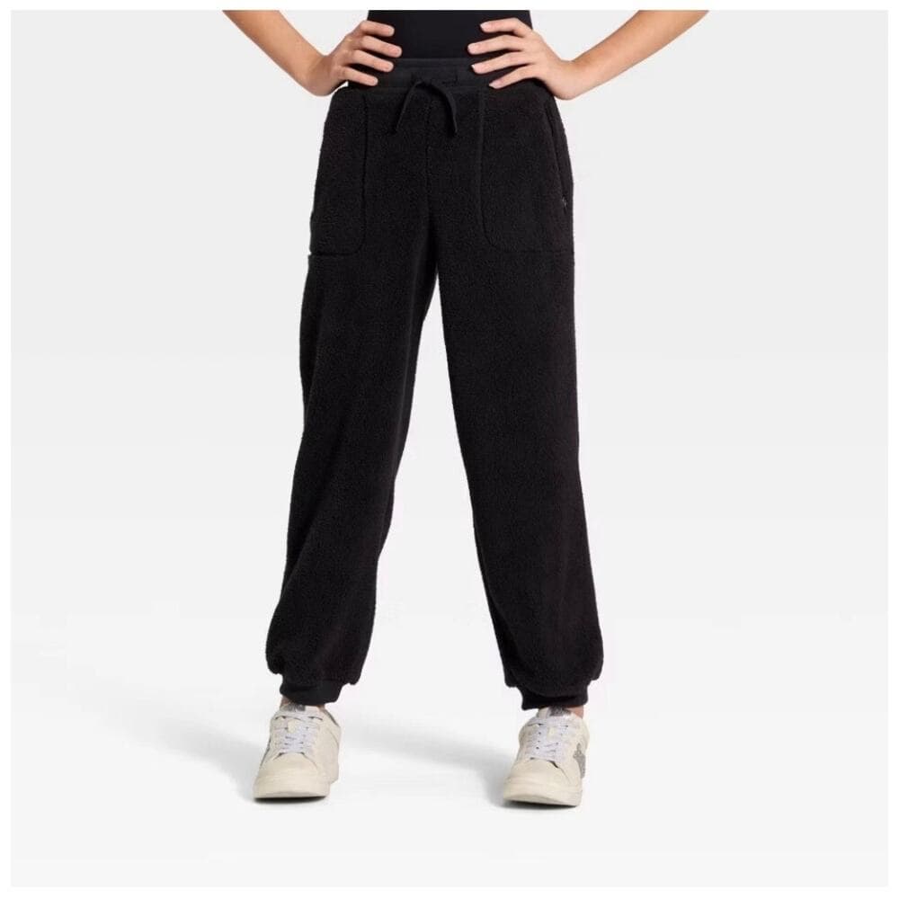 Girls' Faux Shearling Pants - All In Motion Black XS 4/5 - Thumbnail 5