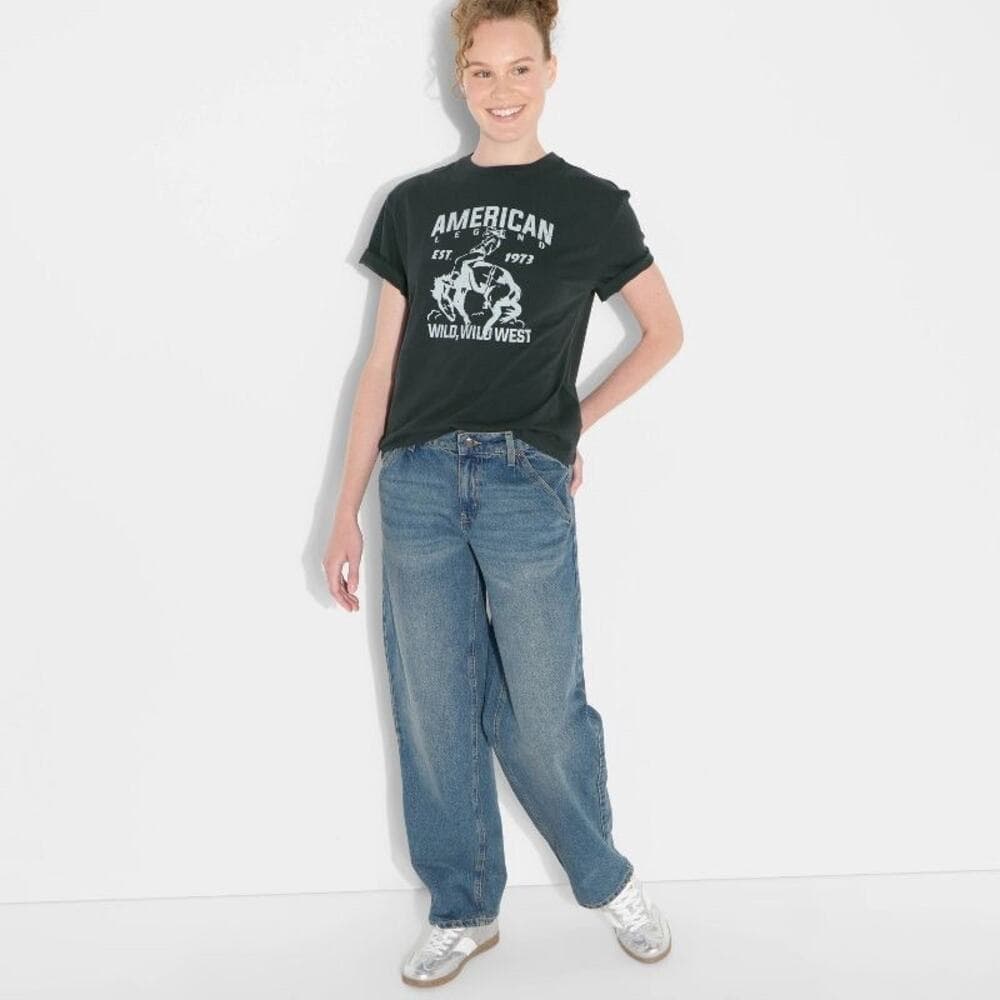 Women's Short Sleeve Crewneck Graphic T-Shirt - Wild Fable Hematite Letters - Thumbnail 3