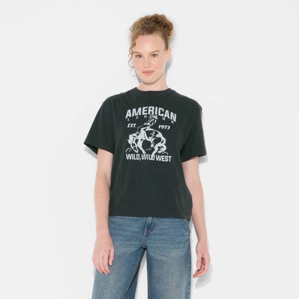 Women's Short Sleeve Crewneck Graphic T-Shirt - Wild Fable Hematite Letters - Thumbnail 9