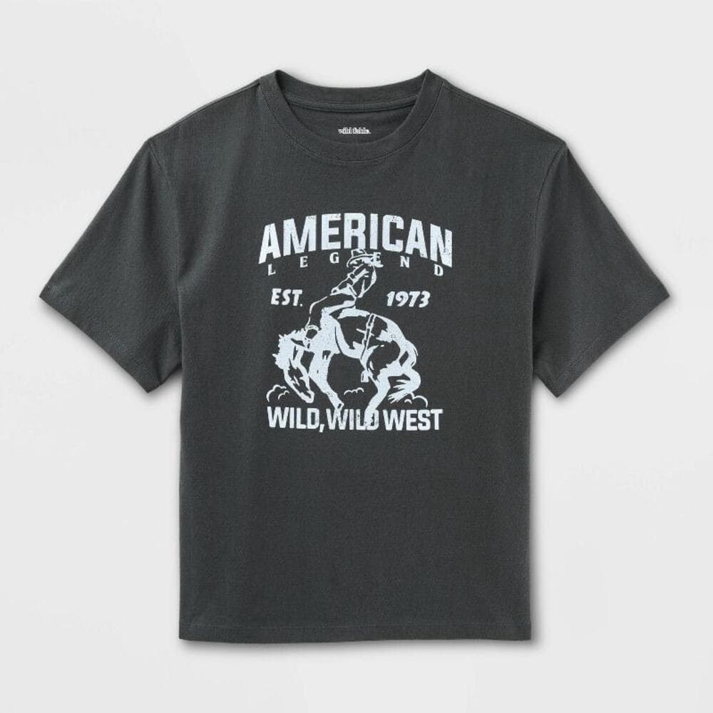 Women's Short Sleeve Crewneck Graphic T-Shirt - Wild Fable Hematite Letters