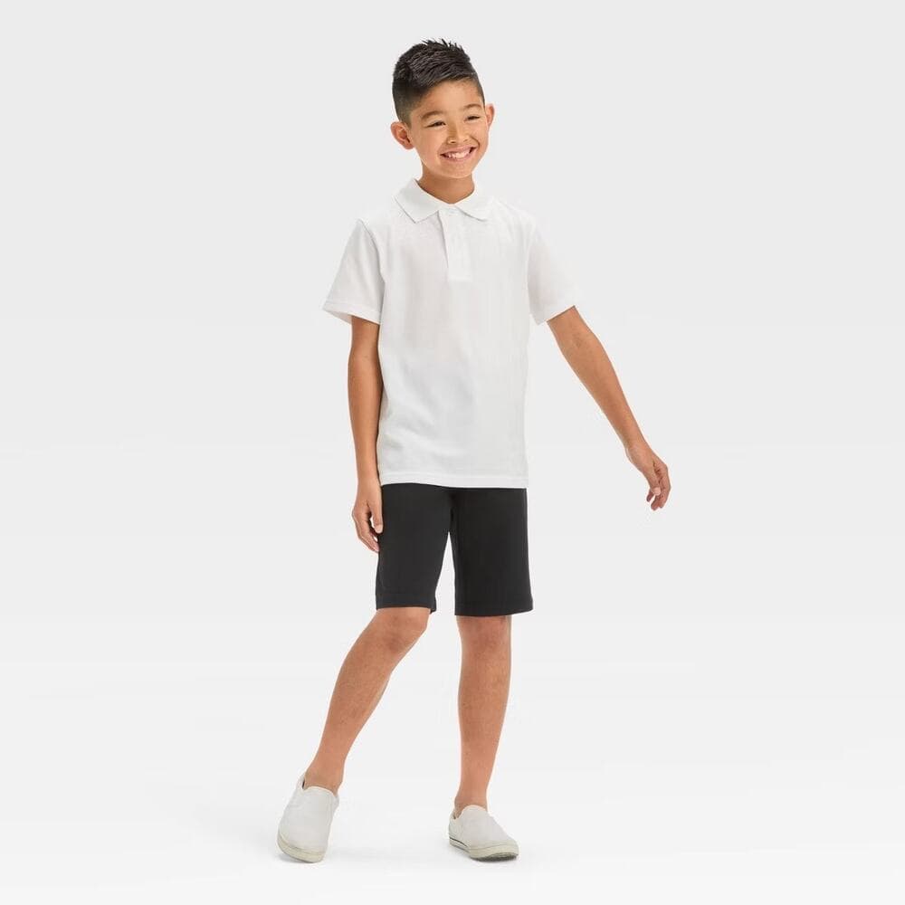 Boys' Short Sleeve Jersey Uniform Polo Shirt - Cat & Jack White XS 4/5 - Thumbnail 2