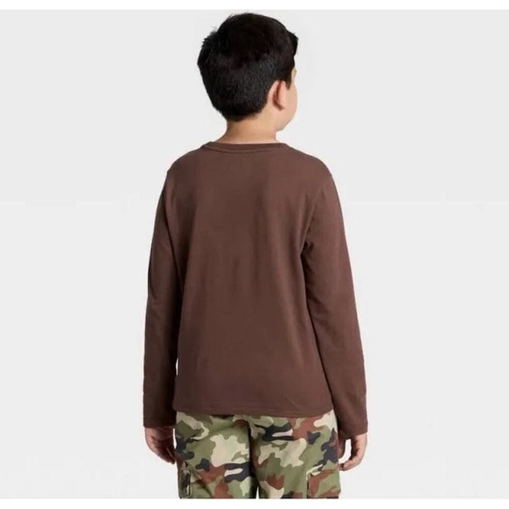 Boys' Long Sleeve Graphic T-shirt - Cat & Jack Brown Size 6/7